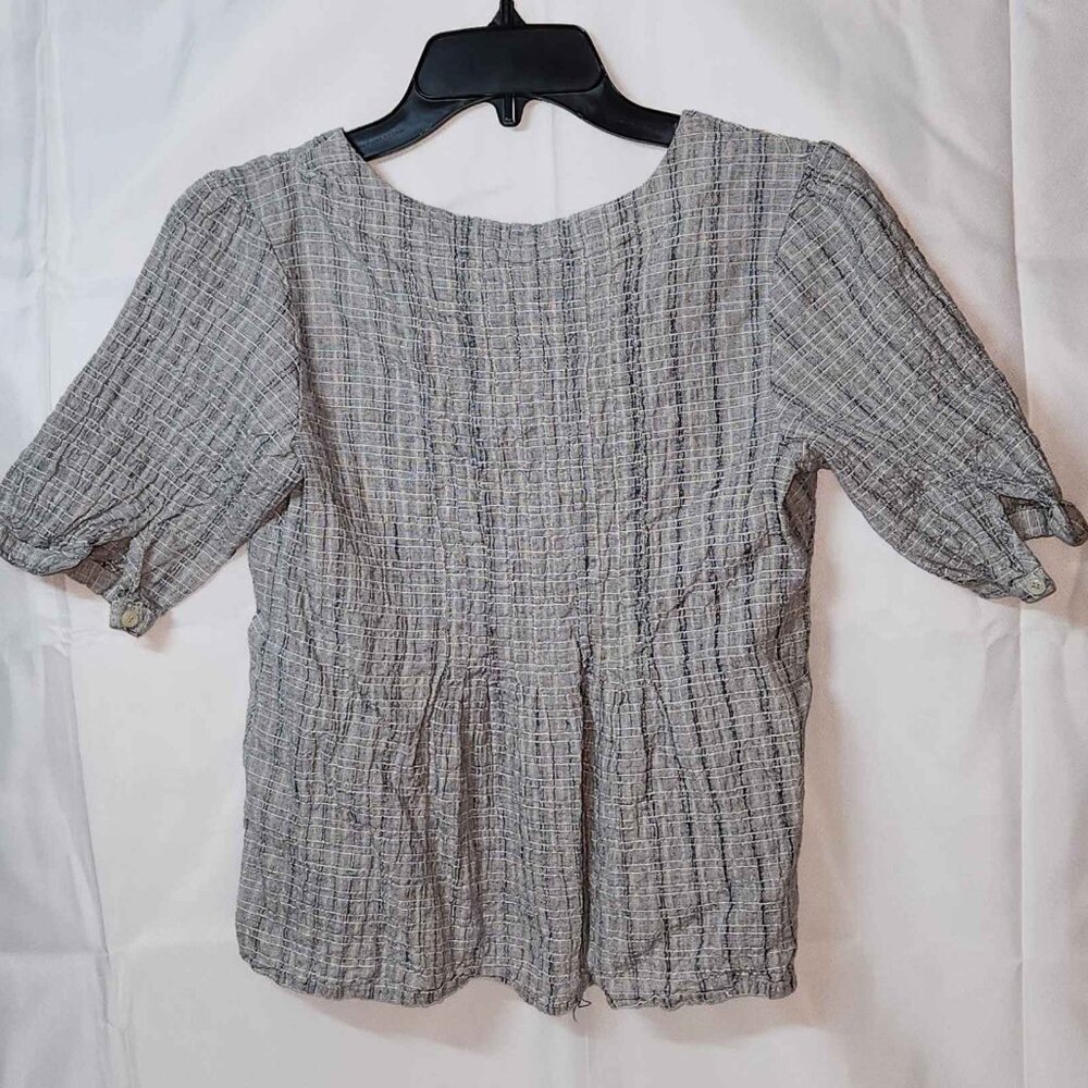 Flawless Women's Button Down Cotton Blouse In Gray Size Small